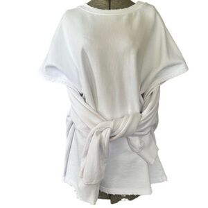 NWT WHITE SANDRINE ROSE FREE PEOPLE CONVERTIBLE WHITE SWEATSHIRT MED